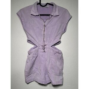 ZARA Kids Lavender Denim Cutout Romper Jumpsuit Size 7
